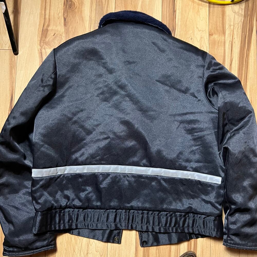 VINTAGE Horace Small Police Tuffy Jacket Size 40R Sherpa Collar Black Bomber - Picture 8 of 8